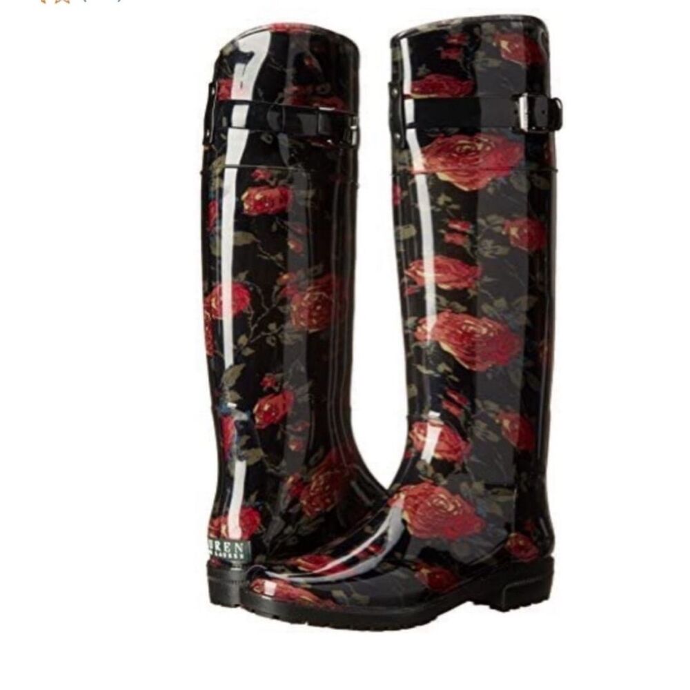 Ralph Lauren Rosalynn II in tossed rose rain boots